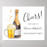 Affiche Bubbles and Brews Couples bière champagne Cheveux<br><div class="desc">Bravo au nouveau couple avec ce simple et moderne "Bubbles and Brews" Engagement Party Welcome sign. Vous y trouverez une grande bouteille de champagne et un verre de bière mousseux. Parfait pour une douche nuptiale, une fête de fiançailles ou changer le libellé en baby shower, graduation, retraite ou remise de...</div>