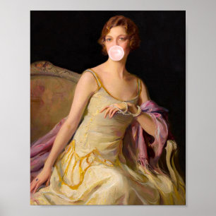 Affiche Buble Gum Diva en robe jaune