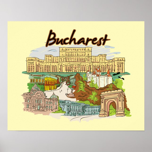 Affiche Bucarest, Roumanie (Devant)