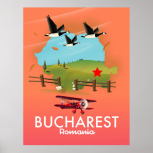Affiche Bucharest Romania vacation map