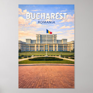Affiche Bucharest Roumanie Illustration Voyage Art Vintage