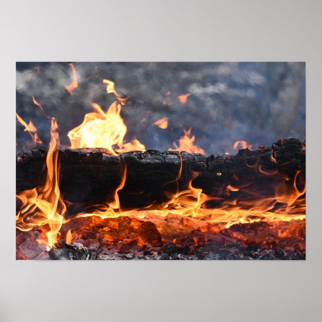 Affiche Bûche en feu (Devant)
