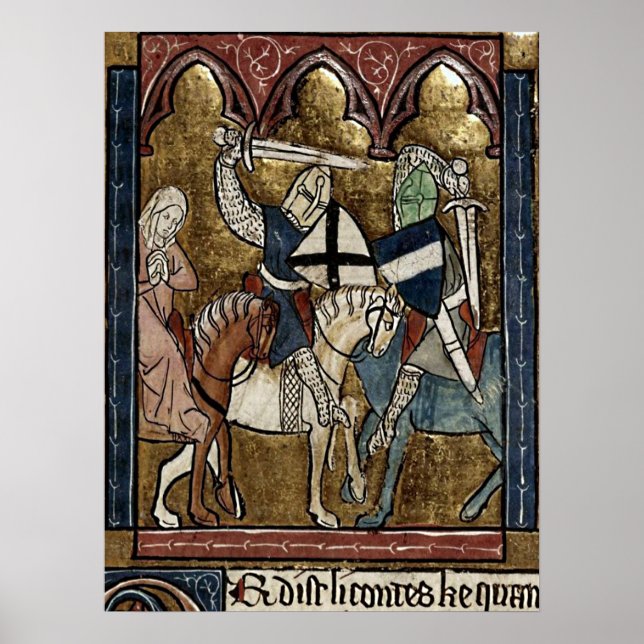 Affiche Buchmalerei Mittelalter Ritterschutz von Raubritte (Devant)