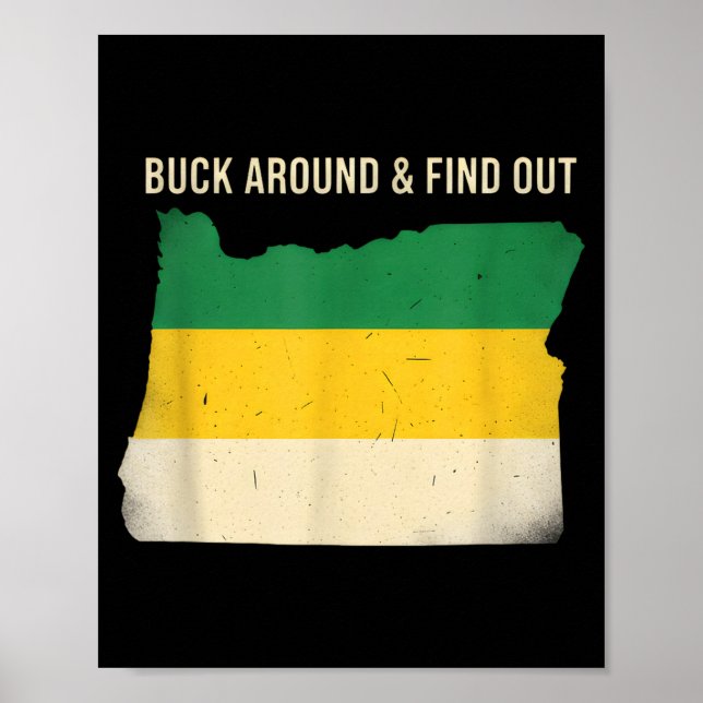 Affiche Buck Around Oregon Map Funny Wildlife Adventure Vi (Devant)