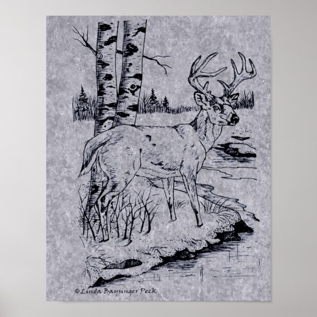 Affiche Buck Buck Encre blanche Dessin Creek (Devant)