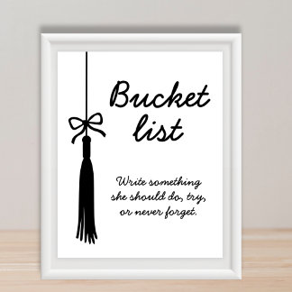 Affiche Bucket List Station Black & White Graduation Sign