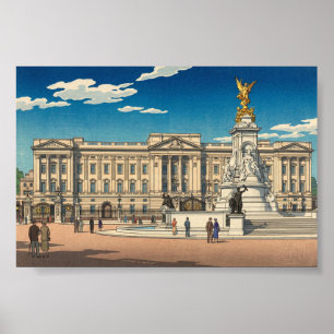Affiche Buckingham Palace estampe japonaise sur bois