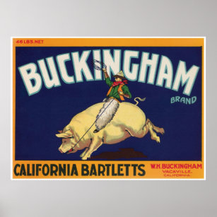 Affiche Buckingham Vacaville Californie Bartletts Cowboy