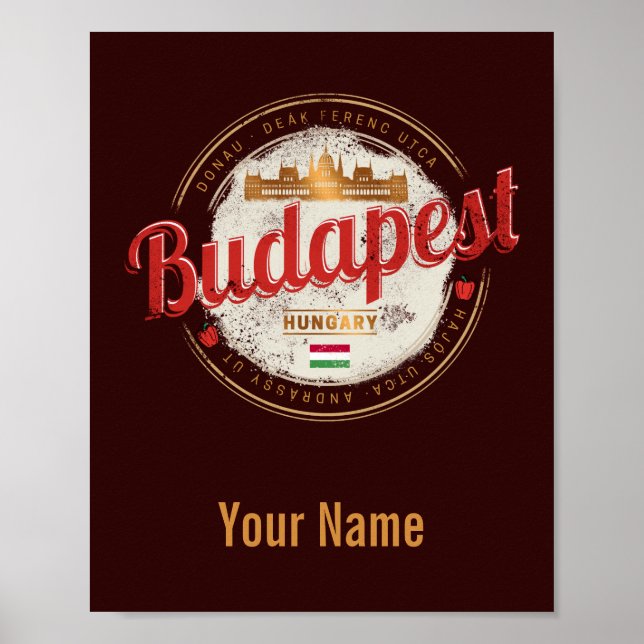 Affiche Budapest Design Hongrie Parlement Vintage (Devant)