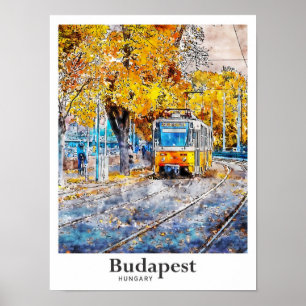 Affiche Budapest Hongrie Aquarelle Voyage Main tirée