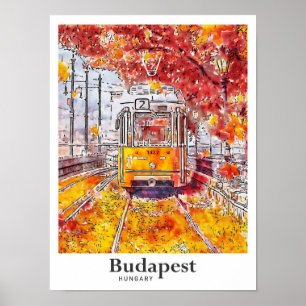Affiche Budapest Hongrie Aquarelle Voyage Main tirée