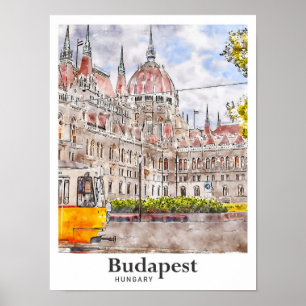 Affiche Budapest Hongrie Art Voyage aquarelle Sketch