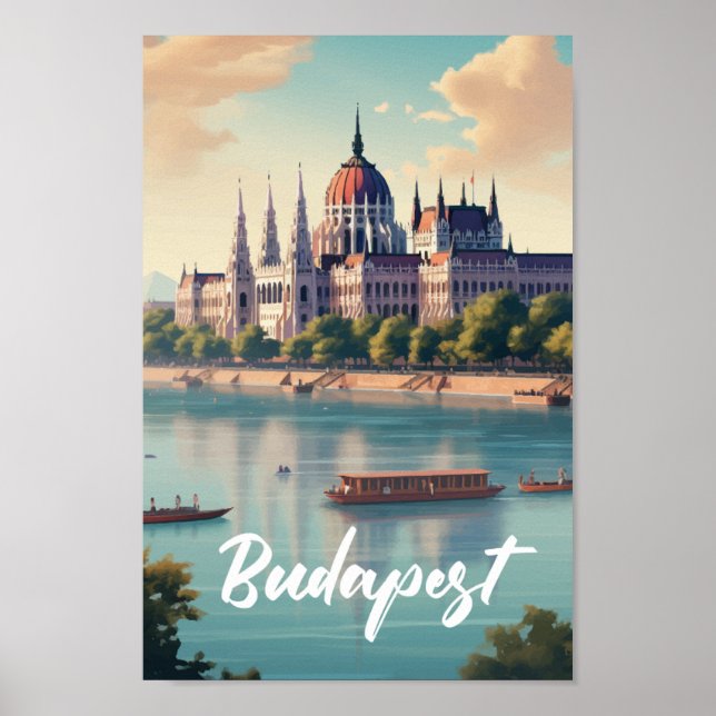 Affiche Budapest Hongrie Lieu de voyage célèbre (Devant)