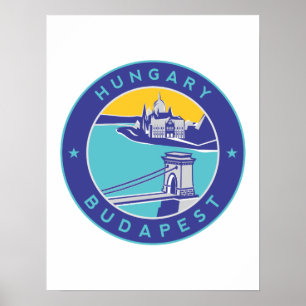 Affiche Budapest, Hongrie, Magyar, Danube,
