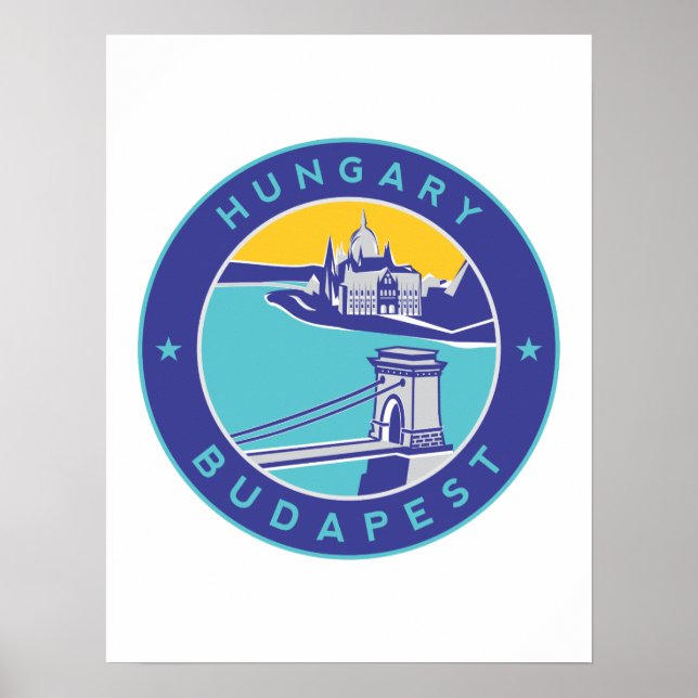 Affiche Budapest, Hongrie, Magyar, Danube, (Devant)