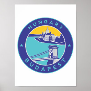 Affiche Budapest, Hongrie, Magyar, Danube,