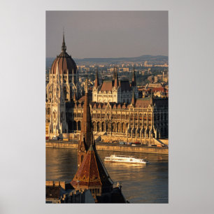 Affiche Budapest, Hongrie, Rivière Danube, Parlement