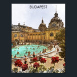 Affiche Budapest Hongrie Széchenyi Thermes<br><div class="desc">Magnifique Budapest, Hongrie artwork montrant les bains thermaux de Szechenyi dans la capitale hongroise. Idée cadeau et souvenir.</div>