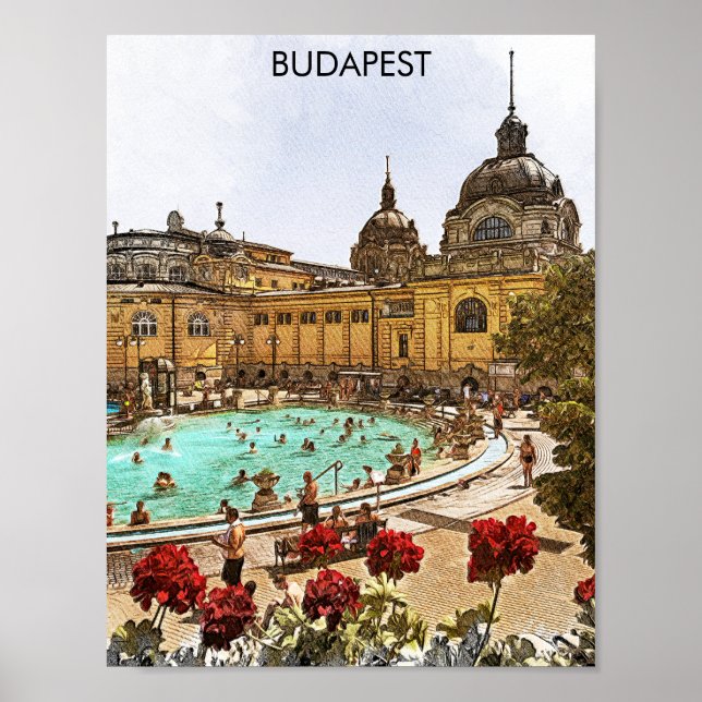Affiche Budapest Hongrie Széchenyi Thermes (Devant)