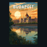 Affiche Budapest Hongrie Travel Art Vintage<br><div class="desc">Budapest design de voyage vectoriel rétro dans un style emblème. Budapest, capitale de la Hongrie, est divisée par le Danube. Son pont de chaîne du XIXe siècle relie le quartier vallonné de Buda à l'appartement Pest.</div>
