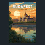 Affiche Budapest Hongrie Travel Art Vintage<br><div class="desc">Budapest design de voyage vectoriel rétro dans un style emblème. Budapest,  capitale de la Hongrie,  est divisée par le Danube. Son pont de chaîne du XIXe siècle relie le quartier vallonné de Buda à l'appartement Pest.</div>