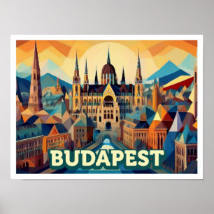 Affiche Budapest Hongrie Voyage artistique coloré