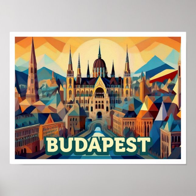Affiche Budapest Hongrie Voyage artistique coloré (Devant)