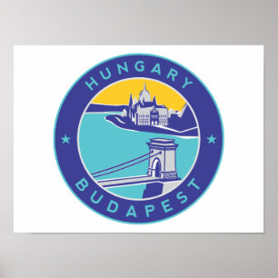 Affiche Budapest, Hungary, Magyar, Danube River,