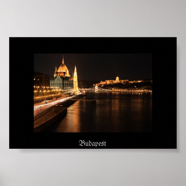 Affiche Budapest nuit du pont Margit, Parlement, (Devant)