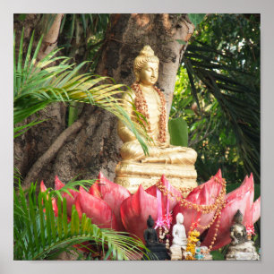 Affiche buddhism, buddha, statue, religion, golden, asia,
