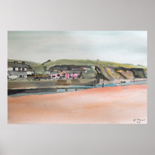 Affiche Bude Cornwall Print – Œuvre d'art murale côtière à