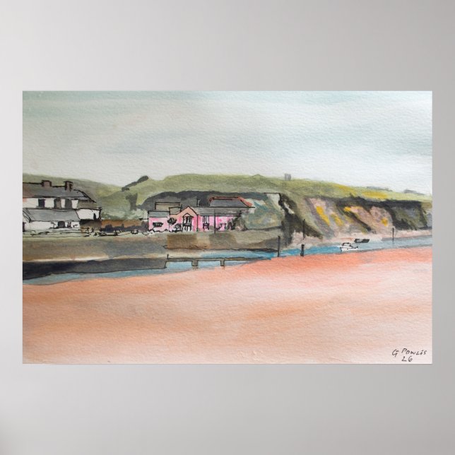 Affiche Bude Cornwall Print – Œuvre d'art murale côtière à (Devant)