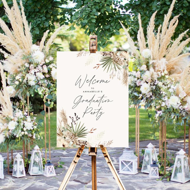 Affiche Budget graduation pampas botanique moderne élégant (Créateur téléchargé)