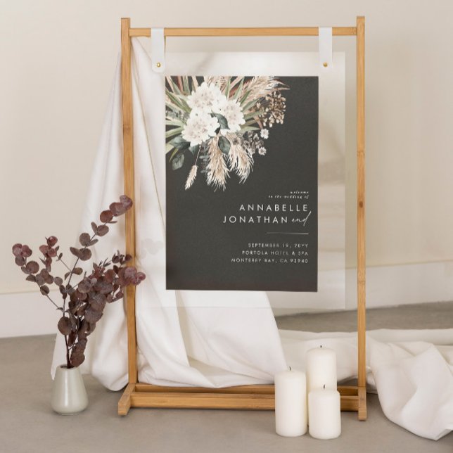 Affiche Budget noir boho botanique moderne élégant feuilla (Créateur téléchargé)