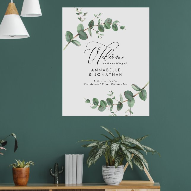 Affiche Budget simple mariage élégant accueil eucalyptus (Salon 1)
