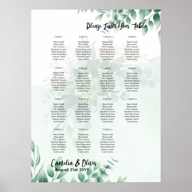 Affiche BUDGET Verdure Eucalyptus Mariage DU GRAPHIQUE DE  (Devant)