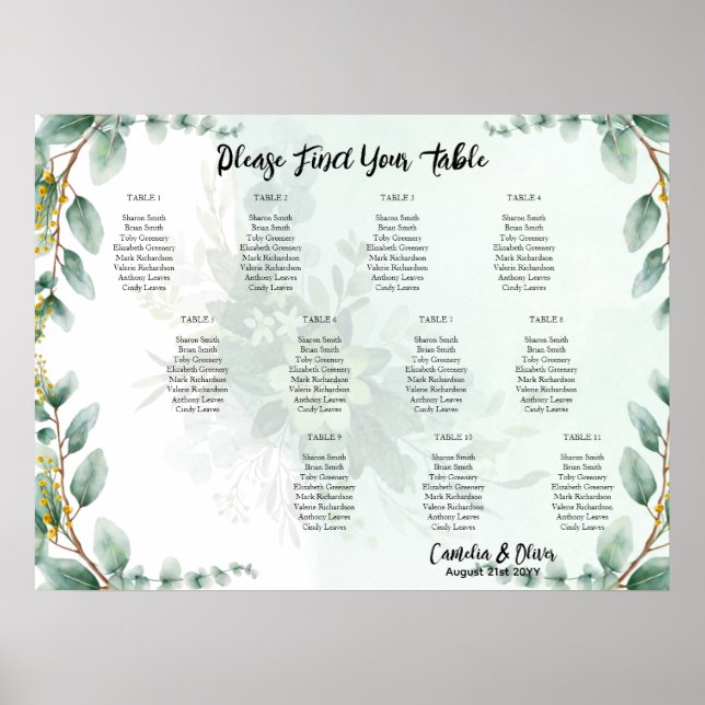 Affiche BUDGET Verdure Eucalyptus Mariage DU GRAPHIQUE DE  (Devant)