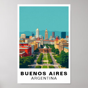 Affiche Buenos Aires Argentine Art de Voyage Vintage