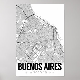Affiche Buenos Aires Argentine minimaliste carte Art