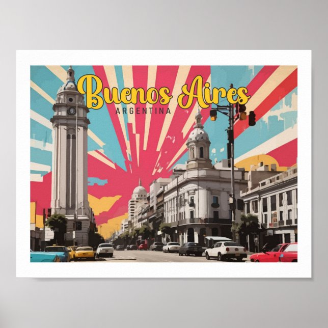 Affiche Buenos Aires Argentine Pop Art Voyage Illustration (Devant)