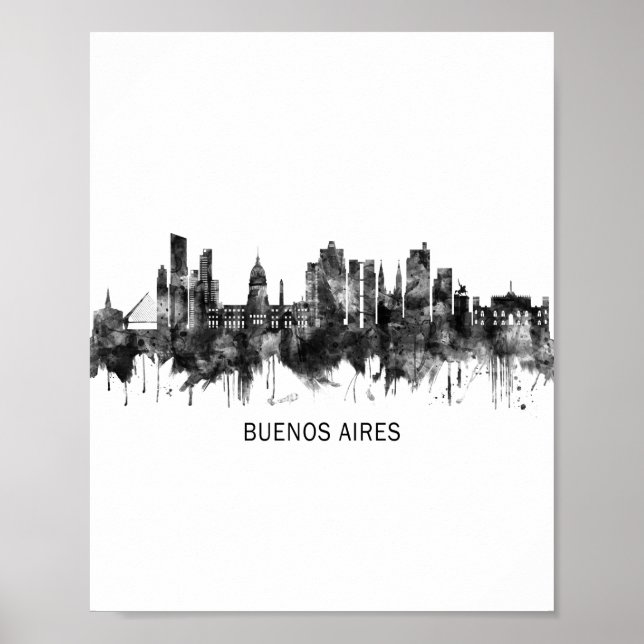Affiche Buenos Aires Argentine Skyline BW (Devant)