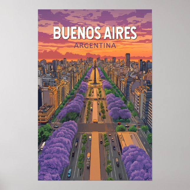 Affiche Buenos Aires Argentine Voyage Art Rétro (Devant)