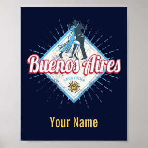 Affiche Buenos Aires Ville Argentine Retro Tango Vintage