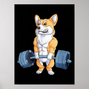 Affiche Buff Power Lifting Corgi Bodybuilder