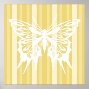 Affiche Buff Victorian Lady Stripe avec Papillon