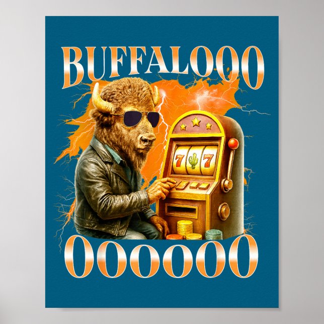 Affiche Buffalo Bison Casino Slot Machine Funny Gambling B (Devant)