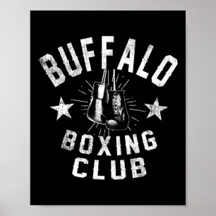 Affiche Buffalo Boxer Club - Boxer Vintage en détresse