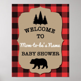 Affiche Buffalo Check Baby Shower Welcome Sign