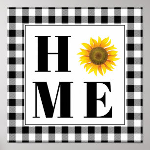 Affiche Buffalo check sunflower "Home"
