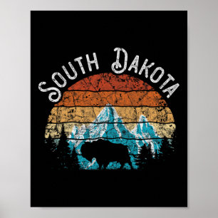 Affiche Buffalo Dakota du Sud L'État du Mont Rushmore Nati